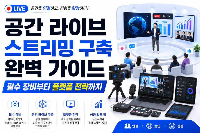공간 라이브 스트리밍 구축 완벽 가이드: 필수 장비부터 플랫폼 전략까지