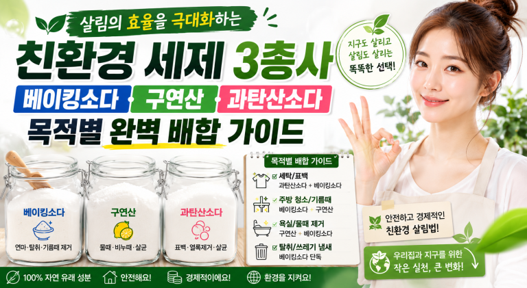 살림의 효율을 극대화하는 친환경 세제 3총사(베이킹소다·구연산·과탄산소다) 목적별 완벽 배합 가이드