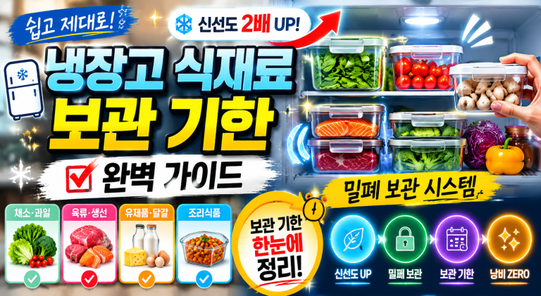 냉장고 식재료 보관 기한 완벽 가이드: 신선도를 2배 높이는 밀폐 보관 시스템