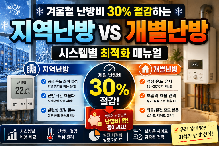 지역난방 vs 개별난방, 겨울철 난방비 30% 절감하는 시스템별 최적화 매뉴얼