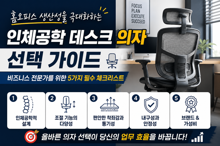 홈오피스 생산성을 극대화하는 인체공학 데스크 의자 선택 가이드: 비즈니스 전문가를 위한 5가지 필수 체크리스트